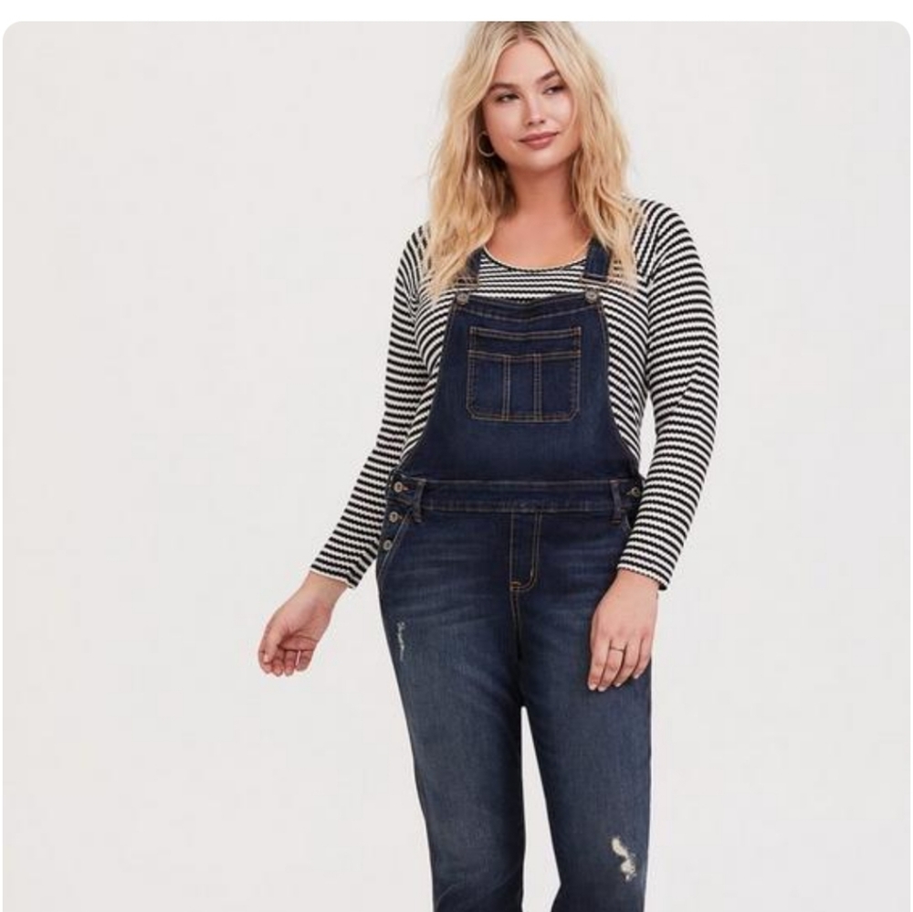 Torrid Vintage stretch overall dark washed slightly distressed size 16